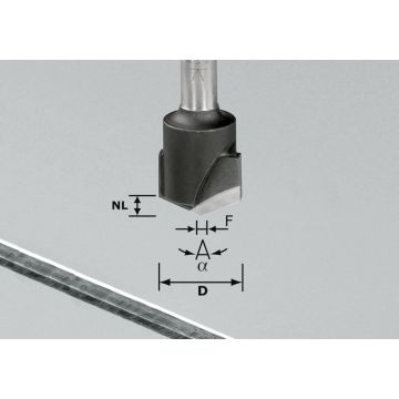 V veida rievfrēze HW S8 D18-135°/Alu