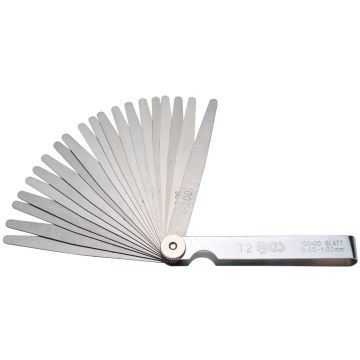 3083 Spraugu mērītājs 20asmeņi, 0.05-1mm T2 I 100 mm dziļš BGS