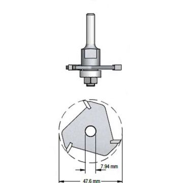 Gropjfrēzes ar maināmo nazi 47,6mmX1,5mm