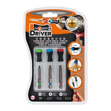 MAGNET DRIVER Blister 3+3 PZ 123  SKRŪVES TURĒTĀJS