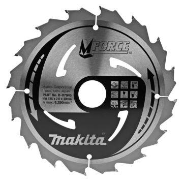 T.C.T. Zāģripa kokam 185X2X30mm 15° T16 M-FORCE