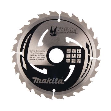T.C.T. Zāģripa kokam 185X2X30mm 15° T24 M-FORCE