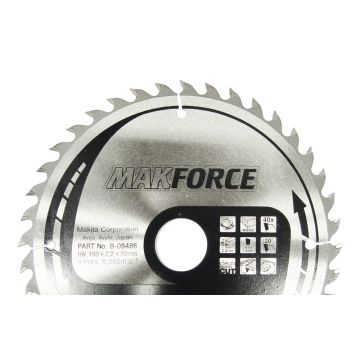 T.C.T. Zāģripa kokam 190X2.2X30mm 20° T40 MAKFORCE
