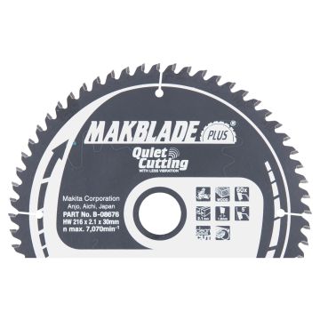 T.C.T. Zāģripa kokam 216X2.1X30mm 5° T60 MAKBLADE PLUS