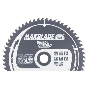 T.C.T. Zāģripa kokam 190X2X20mm 5° T60 MAKBLADE PLUS