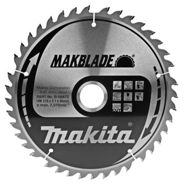 T.C.T. Zāģripa kokam 216X2.1X30mm 10° T40 MAKBLADE