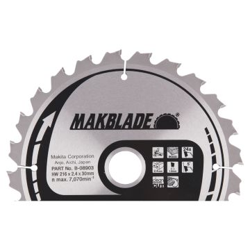 T.C.T. Zāģripa kokam 216X2.4X30mm 5° T24 MAKBLADE