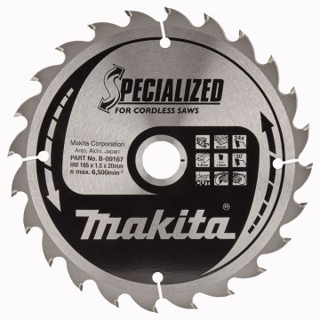 T.C.T. Zāģripa kokam 165X1.5X20mm 20° T24 SPECIALIZED akumulatora ripzāģiem
