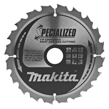 T.C.T. Zāģripa kokam ar naglām 185X2X30mm 25° T20 SPECIALIZED koam ar naglām