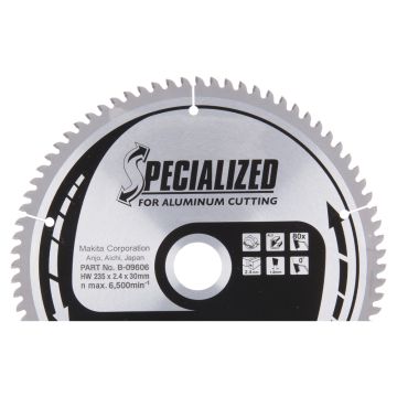 T.C.T. Zāģripa alumīnijam 235X2.4X30mm 0° T80 SPECIALIZED priekš alumīnija