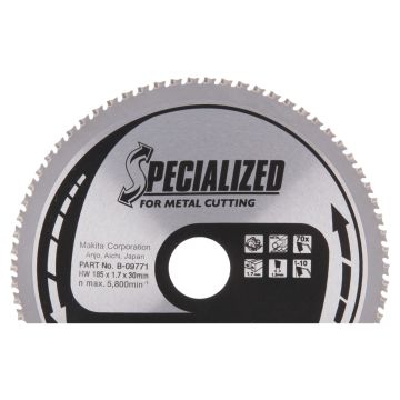 T.C.T. Zāģripa metālam 185X1.7X30mm -10° T70 SPECIALIZED metāla griešanai