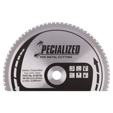 T.C.T. Zāģripa metālam 305X2.3X25.4mm -5° T78 SPECIALIZED metāla griešanai