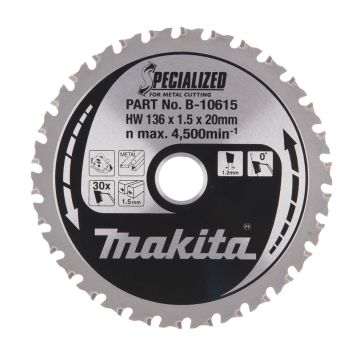 T.C.T. Zāģripa metālam 136X1.5X20mm 0° T30 SPECIALIZED metāla griešanai