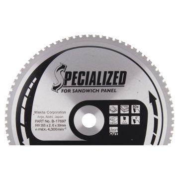 T.C.T. Zāģripa sendviča paneļiem 355X2.6X30mm 0° T80 SPECIALIZED for sandwich panel