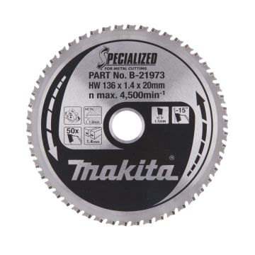 T.C.T. Zāģripa metālam 136X1.4X20mm -15° T50 SPECIALIZED metāla griešanai