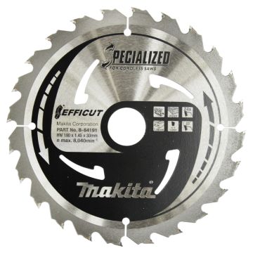 T.C.T. Zāģripa kokam 190X1.45X30mm 23° T24 EFFICUT