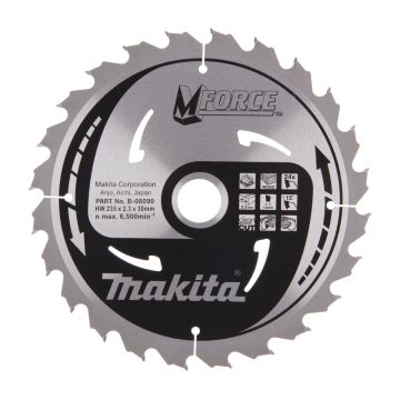 T.C.T. Zāģripa kokam 235X2.3X30mm 15° T24 M-FORCE
