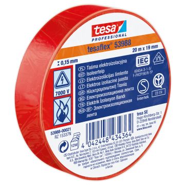 Izolācijas lente 19mm x 20m tesa sarkana