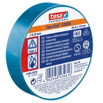 Izolācijas lente 19mm x 20m tesa zila