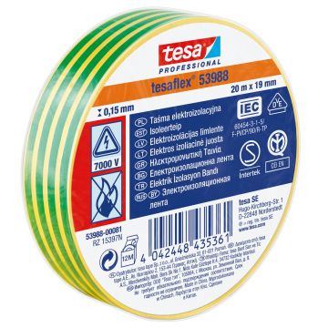 Izolācijas lente 19mm x 20m tesa svītraina