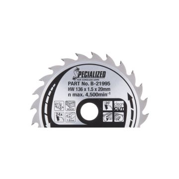 T.C.T. Zāģripa kokam 136X1.5X20mm 20° T24 SPECIALIZED akumulatora ripzāģiem