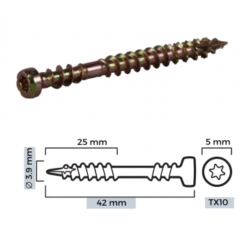 554642 Līstu skrūves 3.9x42 FZG 400gab