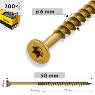 6x50 skrūve kokam ar torx T30 (200gb)