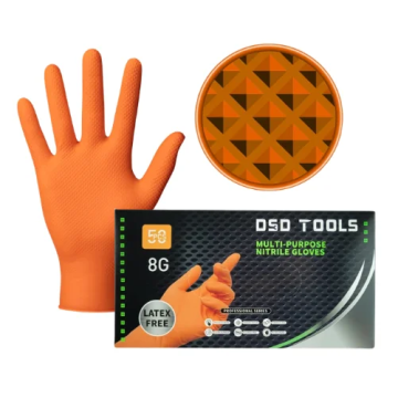 ORANŽI NITRILA CIMDI 50 GAB. KASTĪTĒ, IZMĒRS M DS4002