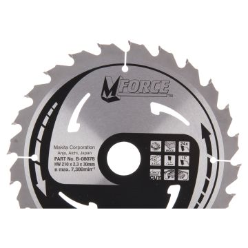 T.C.T. Zāģripa kokam 210X2.3X30mm 15° T24 M-FORCE