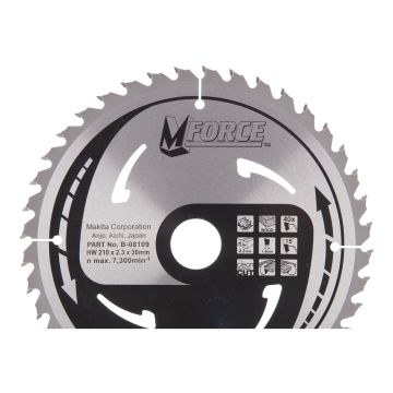 T.C.T. Zāģripa kokam 210X2.3X30mm 15° T40 M-FORCE