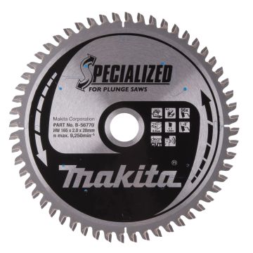 T.C.T. Zāģripa alumīnijam 165X2X20mm -3° T56 SPECIALIZED iegremdējamiem zāģiem