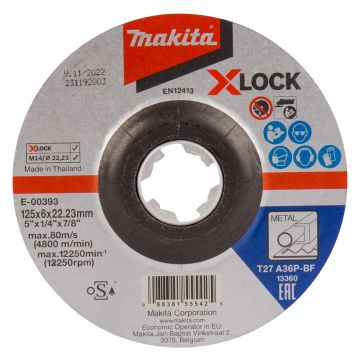 Slīpripa 125 x 6 mm Makita, Metālam X-LOCK