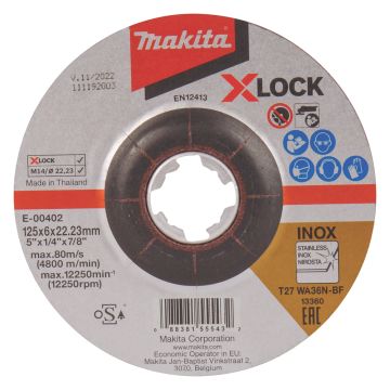 Slīpripa 125 x 6 mm Makita, Metālam X-LOCK