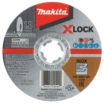 Griešanas disks 125 x 1.2 mm Makita, Metālam X-LOCK